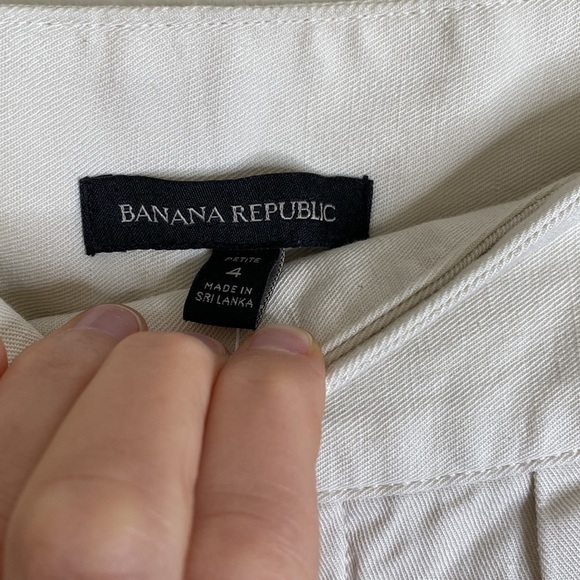 Banana Republic cargo slacks khaki pleated belted 4 petite NWT - Picture 4 of 6